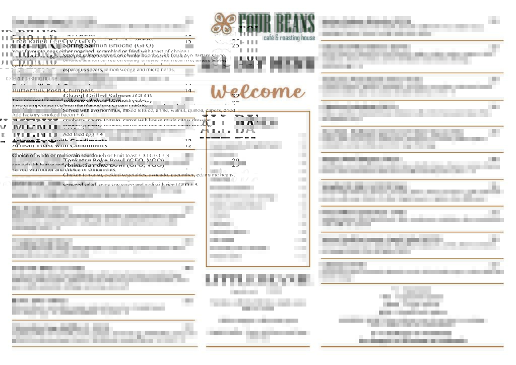 Menu – Four Beans Cafe